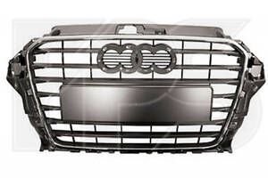 Грати радіатора grill у зборі Audi A3 8V 15-16 Чорний з хром молд новий неоригінал