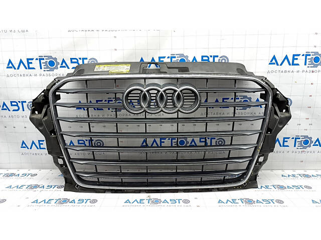 Грати радіатора grill у зборі Audi A3 8V 15-16 графіт, тріснута, тріщина на хромі