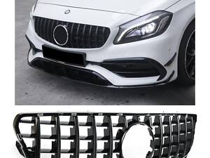Решетка радиатора Mercedes W176 (16-18) тюнинг стиль AMG GT (черный глянц)