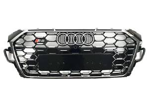 Решітка радіатора на Audi A5 B9 2021-2023 року (стиль S5 Chrome black gloss)