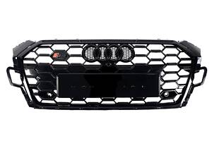 Решетка радиатора на Audi A5 B9 2021-2023 года ( стиль S5 Full black gloss )