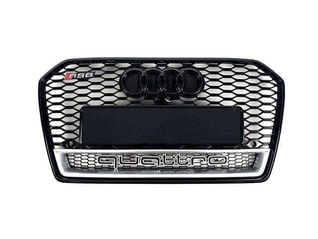 Решітка радіатора на Audi A6 C7 2014-2018 рік Silver Black Quattro V2 (стиль RS6)