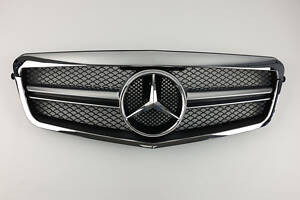 Решітка радіатора на Mercedes E-Class W212 2009-2013 рік AMG стиль (Чорна з хром рамкою)