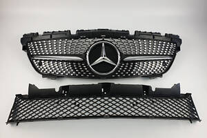 Решетка радиатора на Mercedes SLK-Class R172 2011-2015 год Diamond ( Черная с хром полоской )