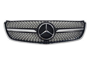 Решетка радиатора на Mercedes V-Class W447 2014-2019 года Black ( Diamond ) под камеру