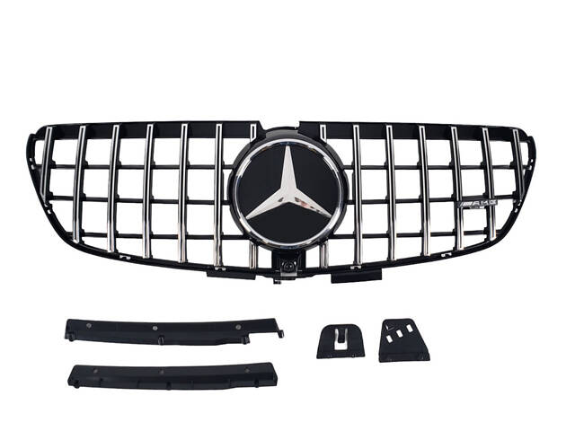Решетка радиатора на Mercedes V-Class W447 2020-2023 года Chrome Black ( GT Panamericana )