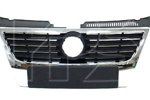 Решетка радиатора VW PASSAT 05-10 (B6) хром. рамка ребра без отв. п/троник (FPS). 3C0853651PWF