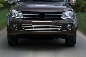 Решетка в бампер (нерж) для Volkswagen Amarok 2010-2022 гг