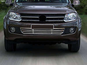 Решетка в бампер (нерж) для Volkswagen Amarok 2010-2022 гг