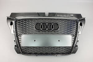 Решетка радиатора Audi A3 2008-2012 год Серая с хромом (в стиле RS)
