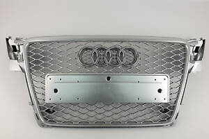 Решетка радиатора Audi A4 2007-2011 год Серая с хром рамкой (в стиле RS)