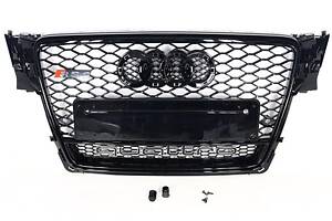 Решітка радіатора Audi A4 стиль RS4 (чорна окантовка, Quattro)2008-2011