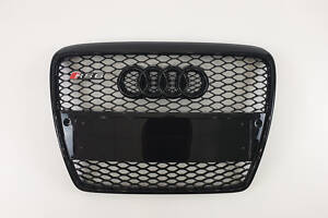 Решетка радиатора Audi A6 2004-2011 год Черная под парктроники (в стиле RS)