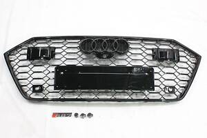 Решетка радиатора Audi A7 C8 (4k) стиль RS7 (черная, под радары)