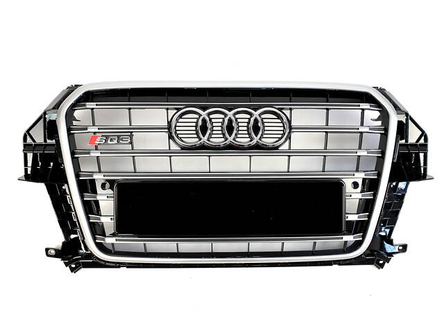 Решітка радіатора Audi Q3 2011-2014 рік Чорна з сірим (в стилі S-Line)