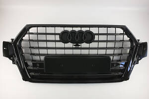 Решітка радіатора Audi Q7 2015-2020 рік Чорна (в стилі S-Line)