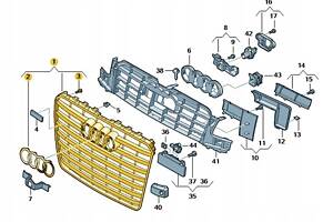 РЕШІТКА РАДІАТОРА БАМПЕР ПЕРЕДНИЙ AUDI A8 D4 Автосалон ОРИГІНАЛ POLIFT НОВИЙ
