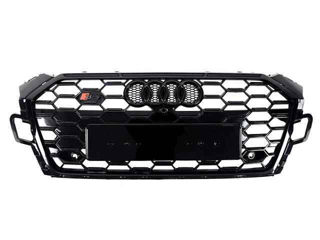 Решітка радіатора на Audi A5 B9 2021-2023 року (стиль S5 Full black gloss)