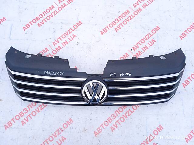 решетка радиатора Volkswagen Passat B7, 2011-14, 3AA853651