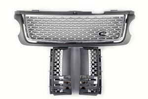 Решітка радіатора з зябрами на Range Rover Vogue L322 2009-2013 рік Сіра з хромом