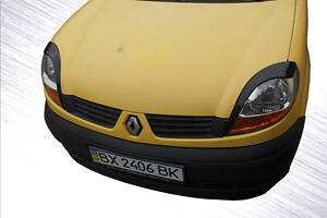 Реснички (2 шт, Черный ABS) Черный глянец для Renault Kangoo 1998-2008 гг
