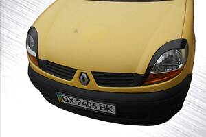 Реснички (2 шт, Черный ABS) Черный мат для Renault Kangoo 1998-2008 гг