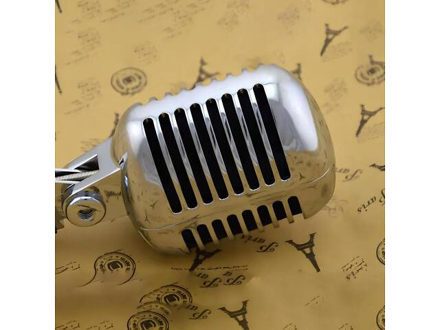 Ретро мікрофон динамічний RESTEQ — хромований старовинний вокальний мікрофон в стилі Елвіса, мікрофон типу SHURE 55SH. - Фото 3