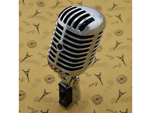 Ретро мікрофон динамічний RESTEQ — хромований старовинний вокальний мікрофон в стилі Елвіса, мікрофон типу SHURE 55SH. - Фото 4