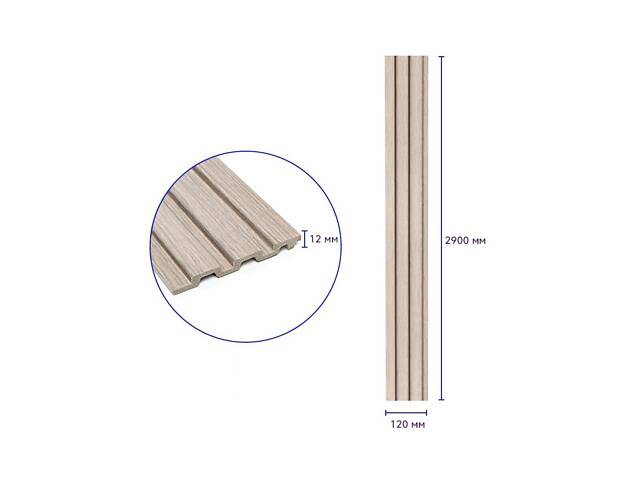 Декоративная рейка PS 2900х120х12мм Светлый дуб SW-00002129 - Фото 3