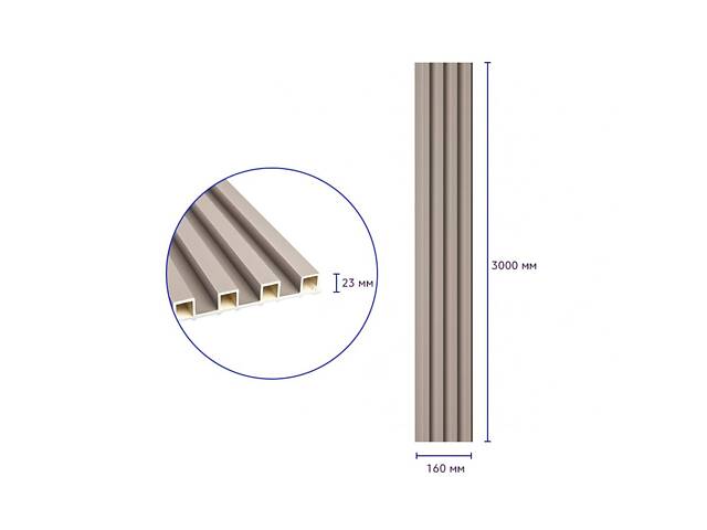 Декоративная рейка WPC стеновая 3000х160х23мм Мокко SW-00001859 - Фото 3
