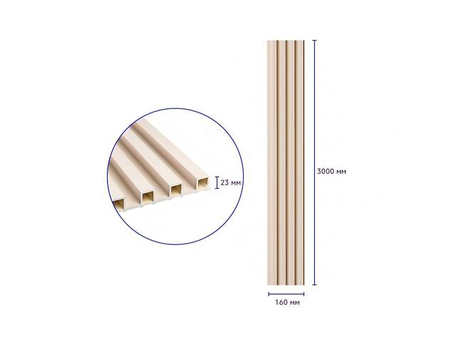 Рейка декоративна WPC стінова 3000х160х23мм Молочний SW-00001858 - Фото 3