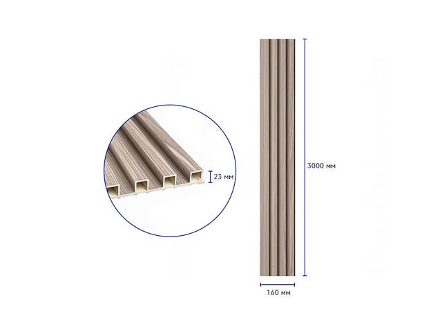Рейка декоративна WPC стінова 3000х160х23мм Сірий горіх SW-00001856 - Фото 3