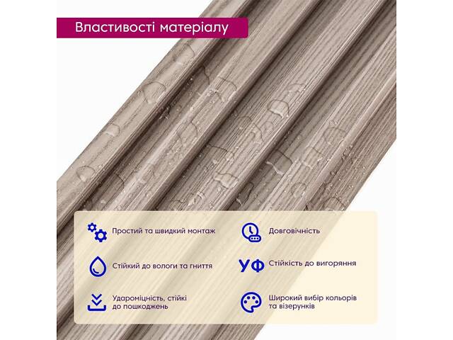 Рейка декоративна WPC стінова 3000х160х23мм Сірий горіх SW-00001856 - Фото 4