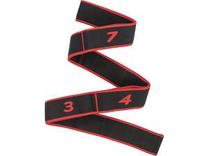 Резинка для фитнеса с петлями Queenfit 86,5 х 4см черно-красная.