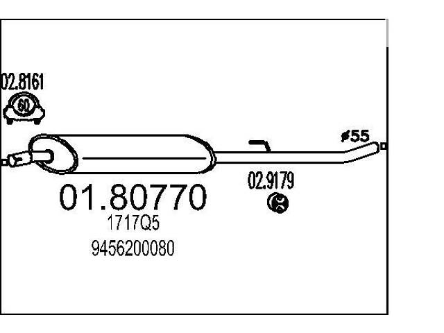 Резонатор PEUGEOT 806 (221) / FIAT SCUDO (220_) / PEUGEOT EXPERT (222) 1994-2008 г.