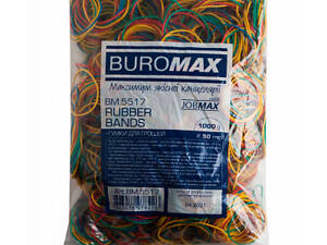 Гумові кільця для грошей Buromax JOBMAX асортированих кольорів, 1000 г (BM.5517)