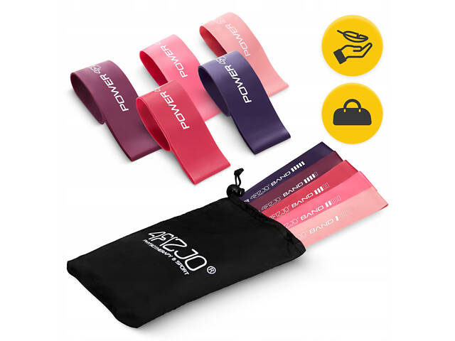 Резинки для фітнесу 4FIZJO Mini Power Band набір 5 шт 1-20 кг Pink (P-5907739311443) - Фото 10