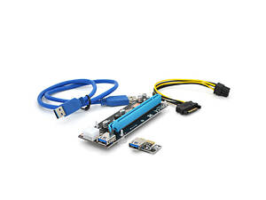 Riser PCI-EX, x1 => x16, 6-pin, SATA=>6Pin, USB 3.0 AM-AM 0,6 м (чорний), конденсатори CS 330 16V, Пакет