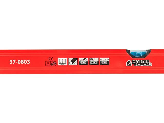 Уровень строительный MASTERTOOL ПРОФИ 80 см 2 капсулы 0,5 мм/м 0,03° фрезерованная поверхность/желоб для труб 37-0803 - Фото 9