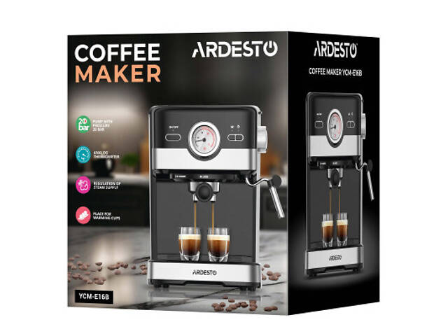 Рожкова кавоварка еспресо Ardesto YCM-E16B - Фото 6