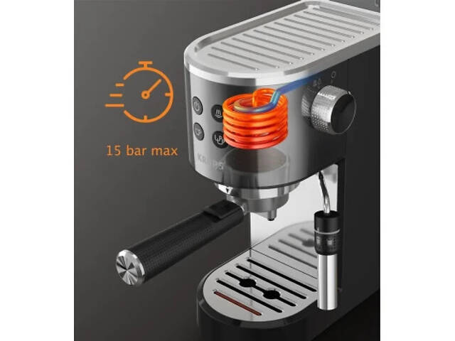 Рожкова кавоварка еспресо Krups XP444G10 - Фото 3