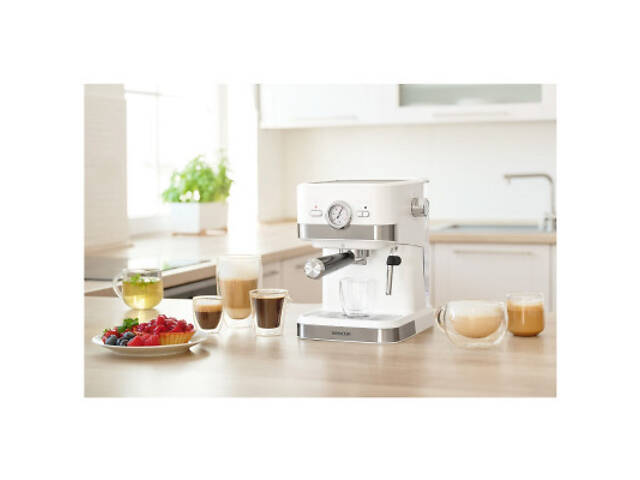 Рожкова кавоварка еспресо Sencor SES 1720WH - Фото 9