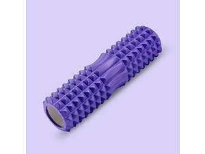 Ролик масажний для йоги та фітнесу, валик гімнастичний, фіолетовий 45 х 12,5 см