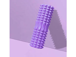 Ролик масажний для йоги та фітнесу, валик гімнастичний, фіолетовий 33 х 13 см