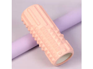 Ролик масажний для йоги та фітнесу, валик гімнастичний, рожевий 33 х 13 см EV01C_Pink