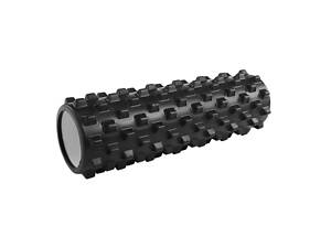 Ролик масажний для йоги та фітнесу, валик гімнастичний, чорний 45 х 14,5 см 2063_black