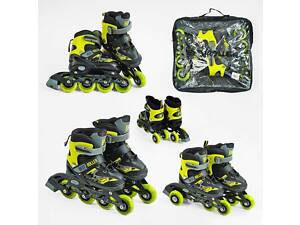 Ролики 10890-S Best Roller /розмір 30-33/ колір – ЖОВТИЙ (6) колеса PU, ПЕРЕДНЄ КОЛЕСО СВІТЛО, переставні