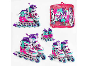 Ролики 25400-S Best Roller /розмір 30-33/ колір – ФІОЛЕТОВИЙ (6) колеса PU, ПЕРЕДНЄ КОЛЕСО СВІТЛО, переставні