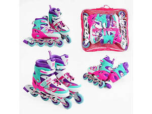 Ролики 68025-М Best Roller /розмір 34-37/ колір – ФІОЛЕТОВИЙ (6) колеса PU, ПЕРЕДНЄ КОЛЕСО СВІТЛО, устілка