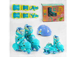 Ролики с захистом 77002-XS розмір 26-29 (6) колір СИНІЙ, колеса PU, ПЕРЕДНЄ КОЛЕСО СВІТЛО, устілка – 15-16.5